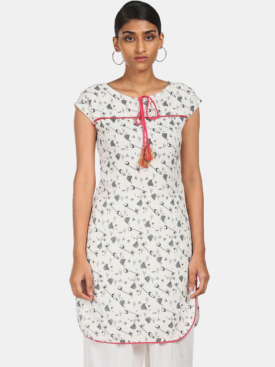 

Karigari Women White Floral Printed Kurta