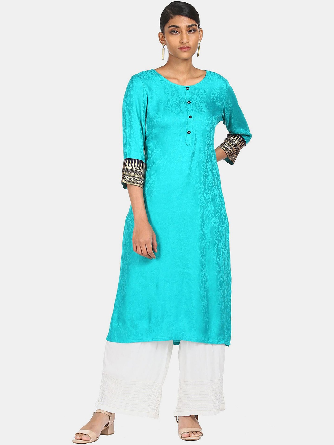 

Karigari Women Blue Ethnic Motifs Printed Kurta