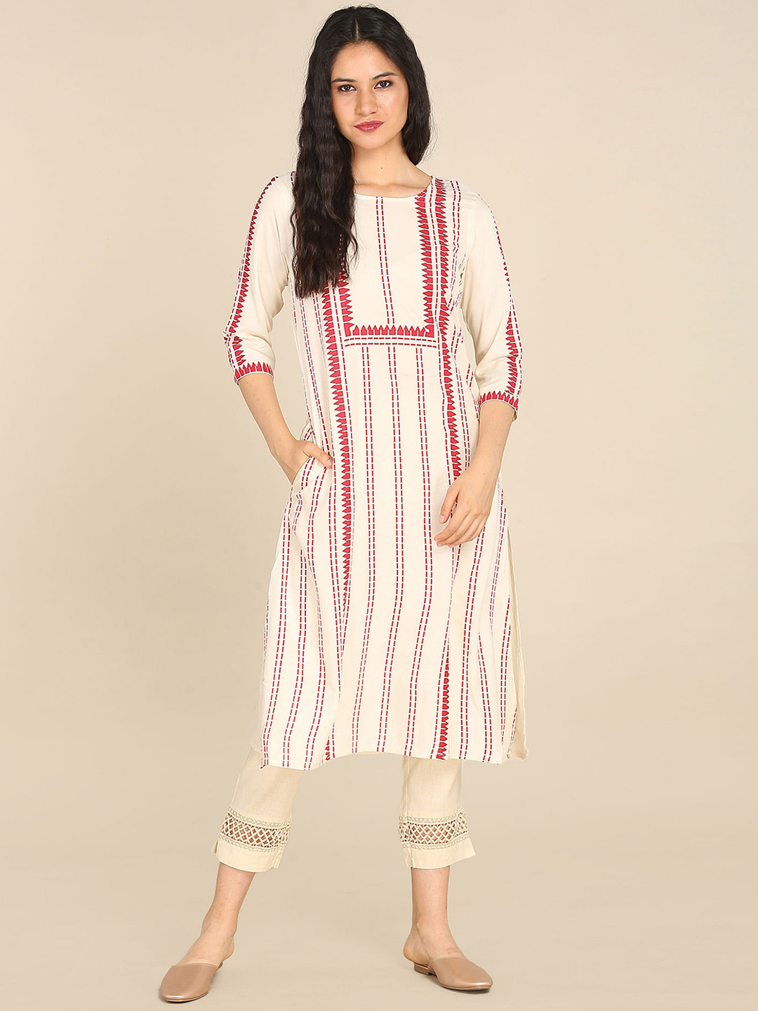 

Karigari Women Cream-Coloured Kurta