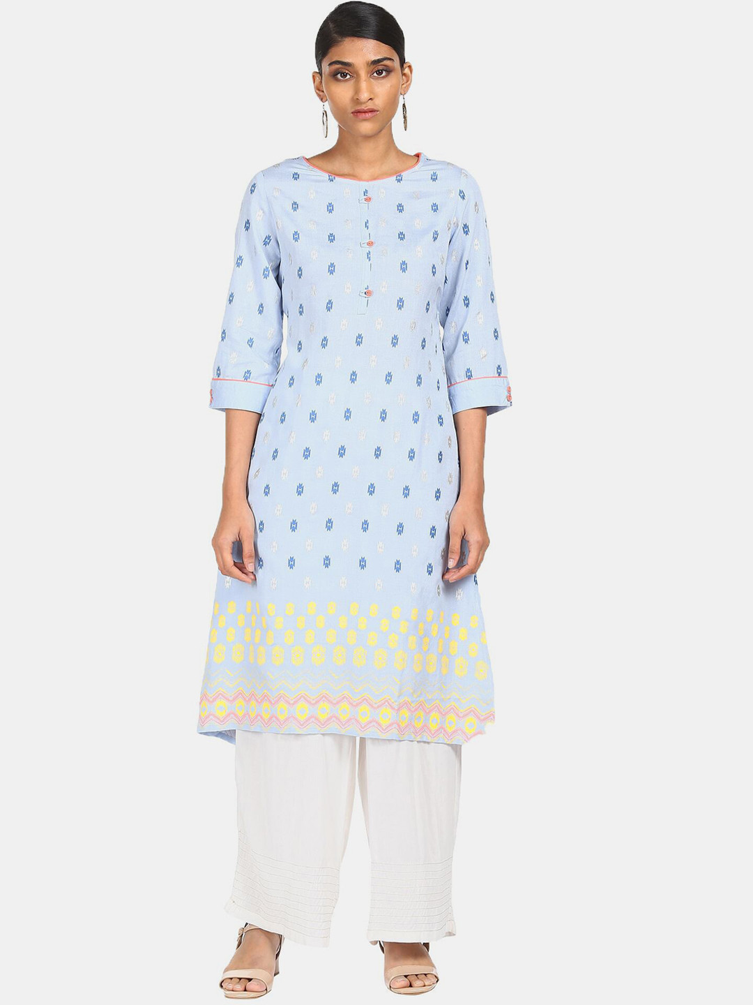 

Karigari Women Blue Abstract Printed A-Line Kurta