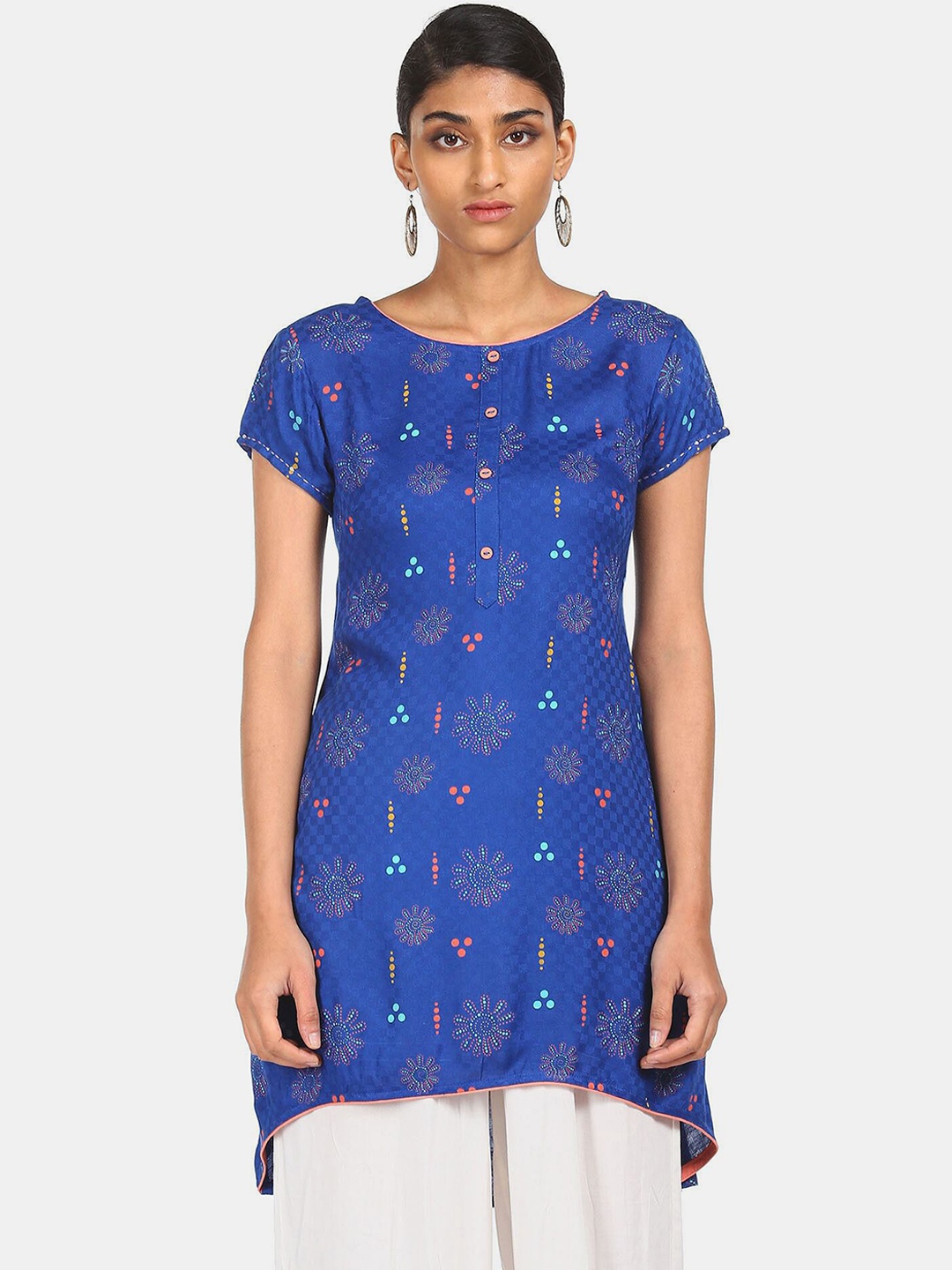 

Karigari Women Blue Ethnic Motifs Printed Kurta