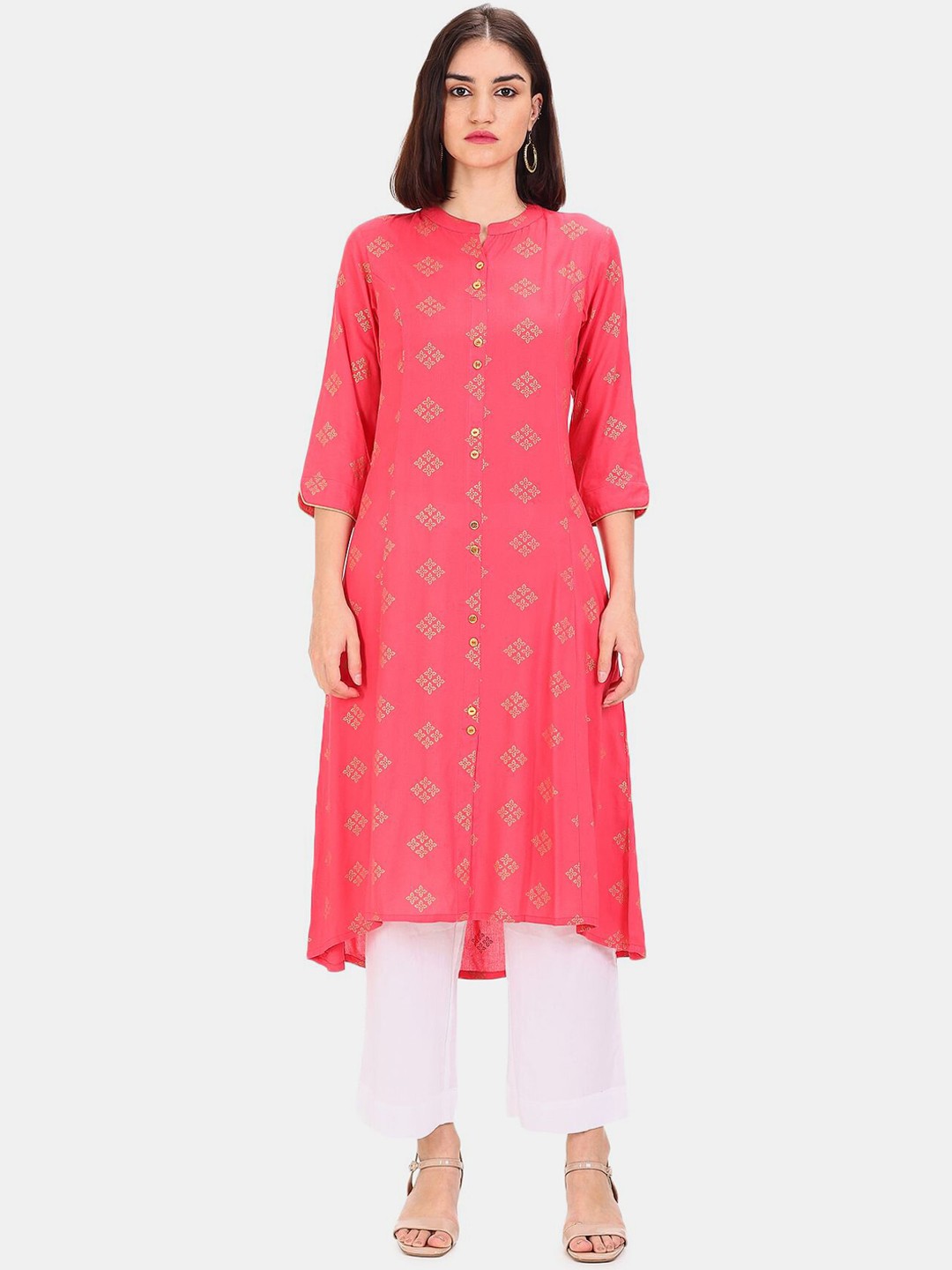 

Karigari Women Pink Ethnic Motifs Printed Kurta