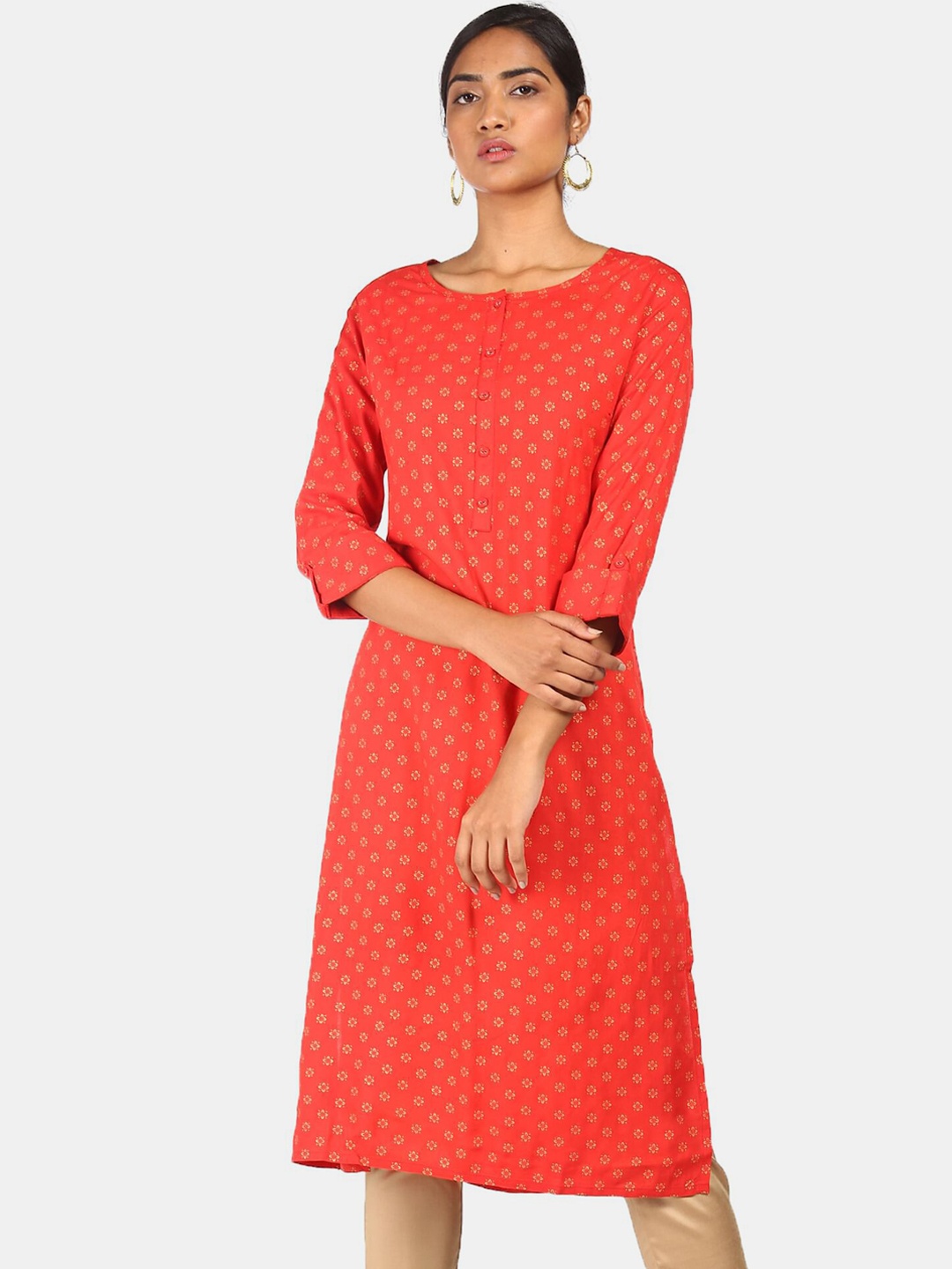 

Karigari Women Red Ethnic Motifs Printed Kurta