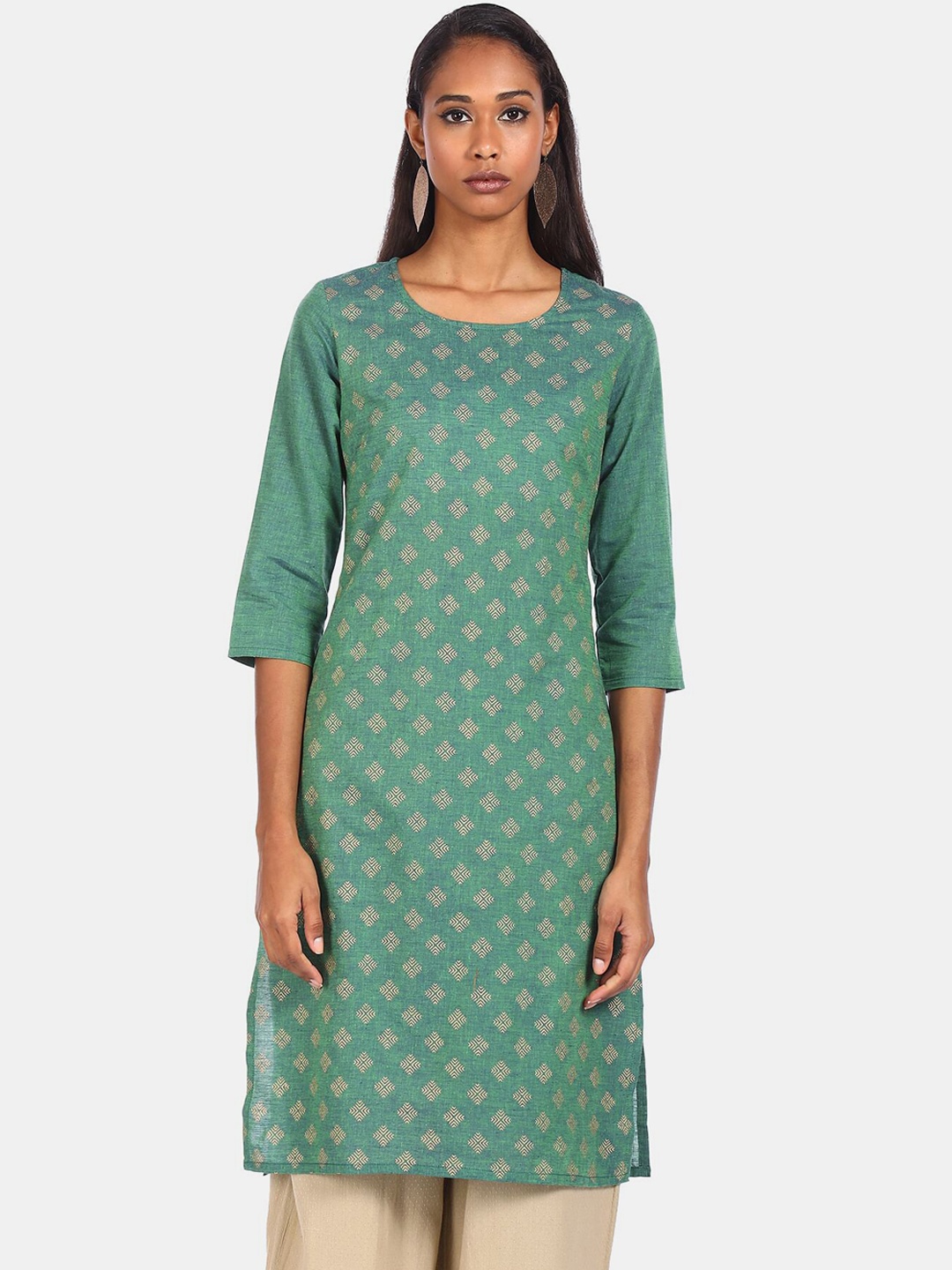 

Karigari Women Green Ethnic Motifs Printed Kurta