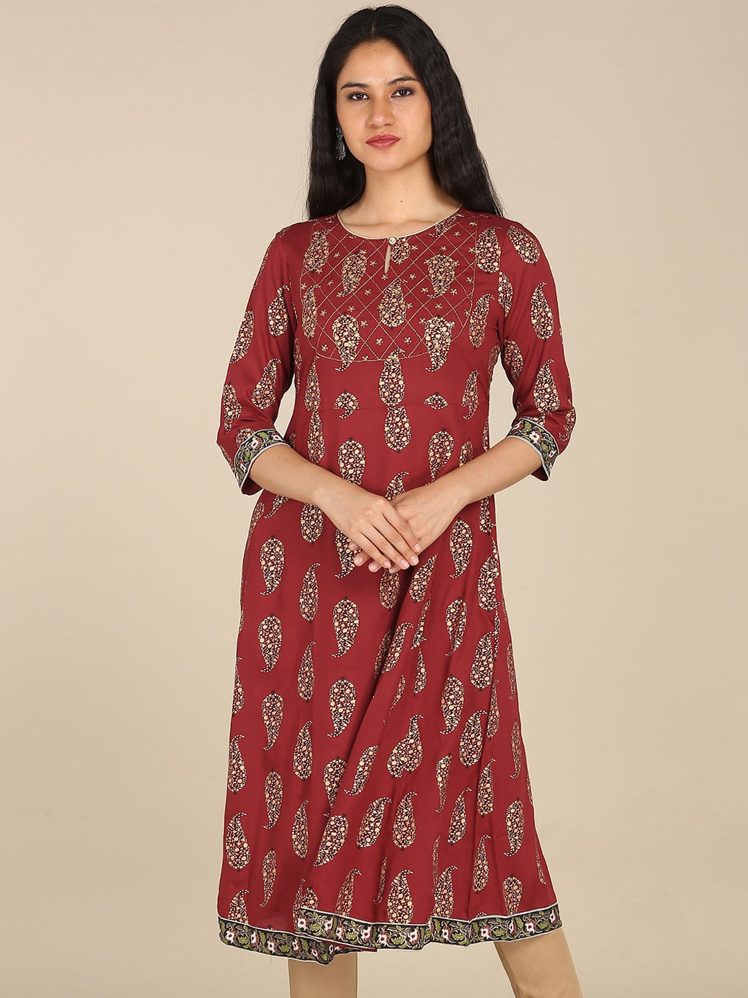 

Karigari Women Red Ethnic Motifs Printed Kurta