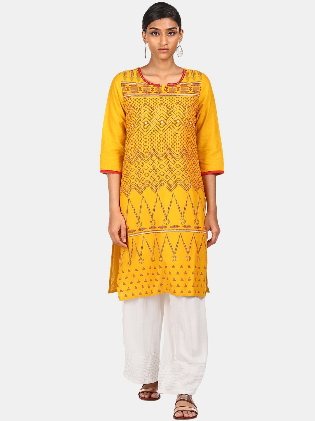 

Karigari Women Yellow Ethnic Motifs Printed Kurta