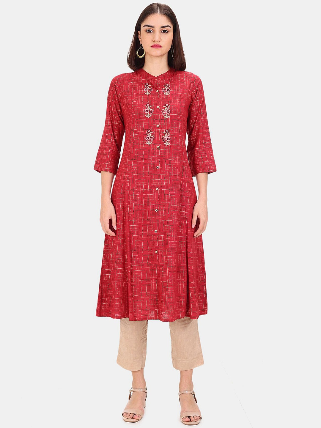 

Karigari Women Red Printed Kurta