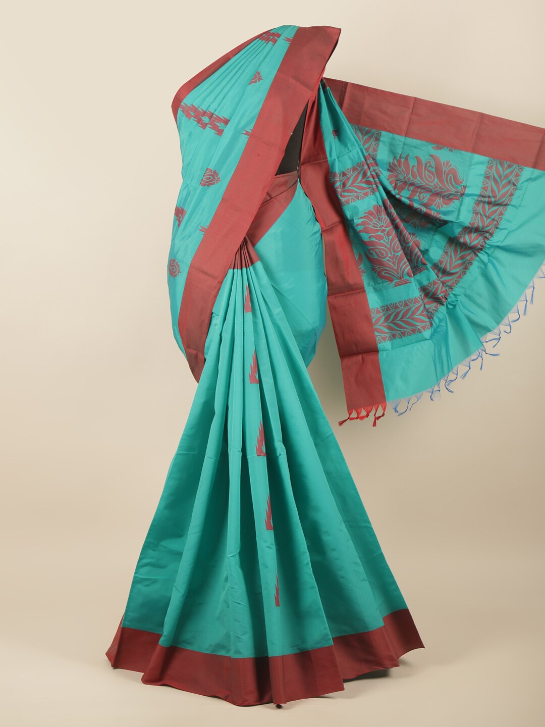 

Pothys Green & Maroon Woven Design Silk Cotton Saree