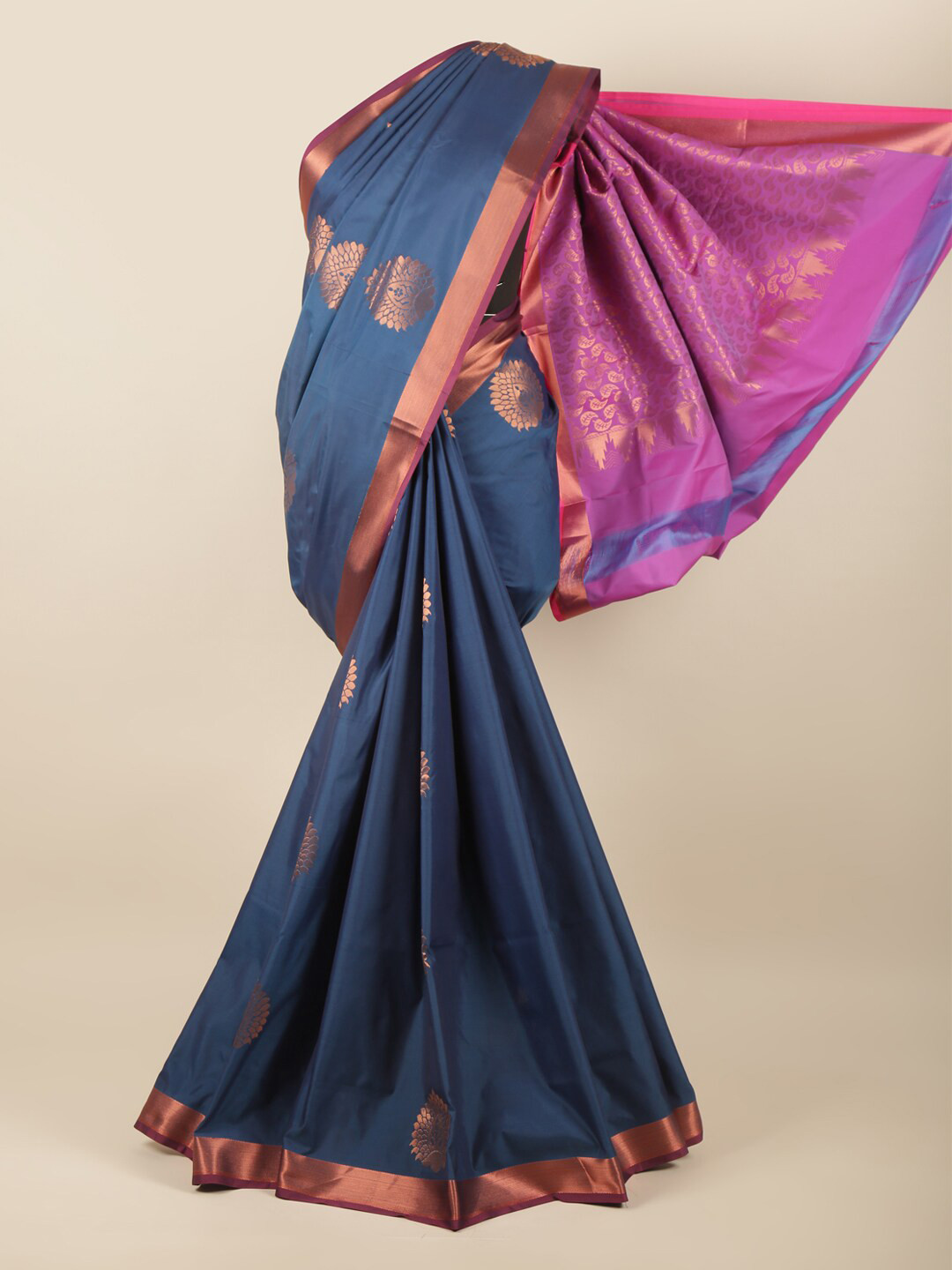 

Pothys Teal & Magenta Woven Design Art Silk Saree