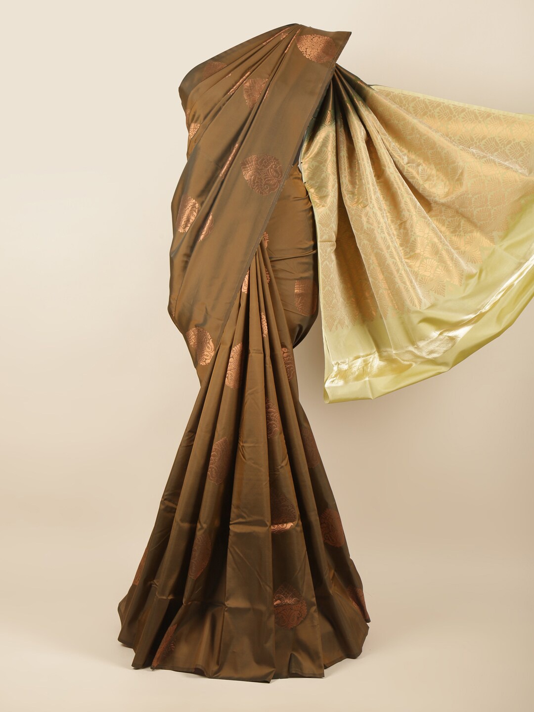 

Pothys Green & Beige Woven Design Art Silk Saree