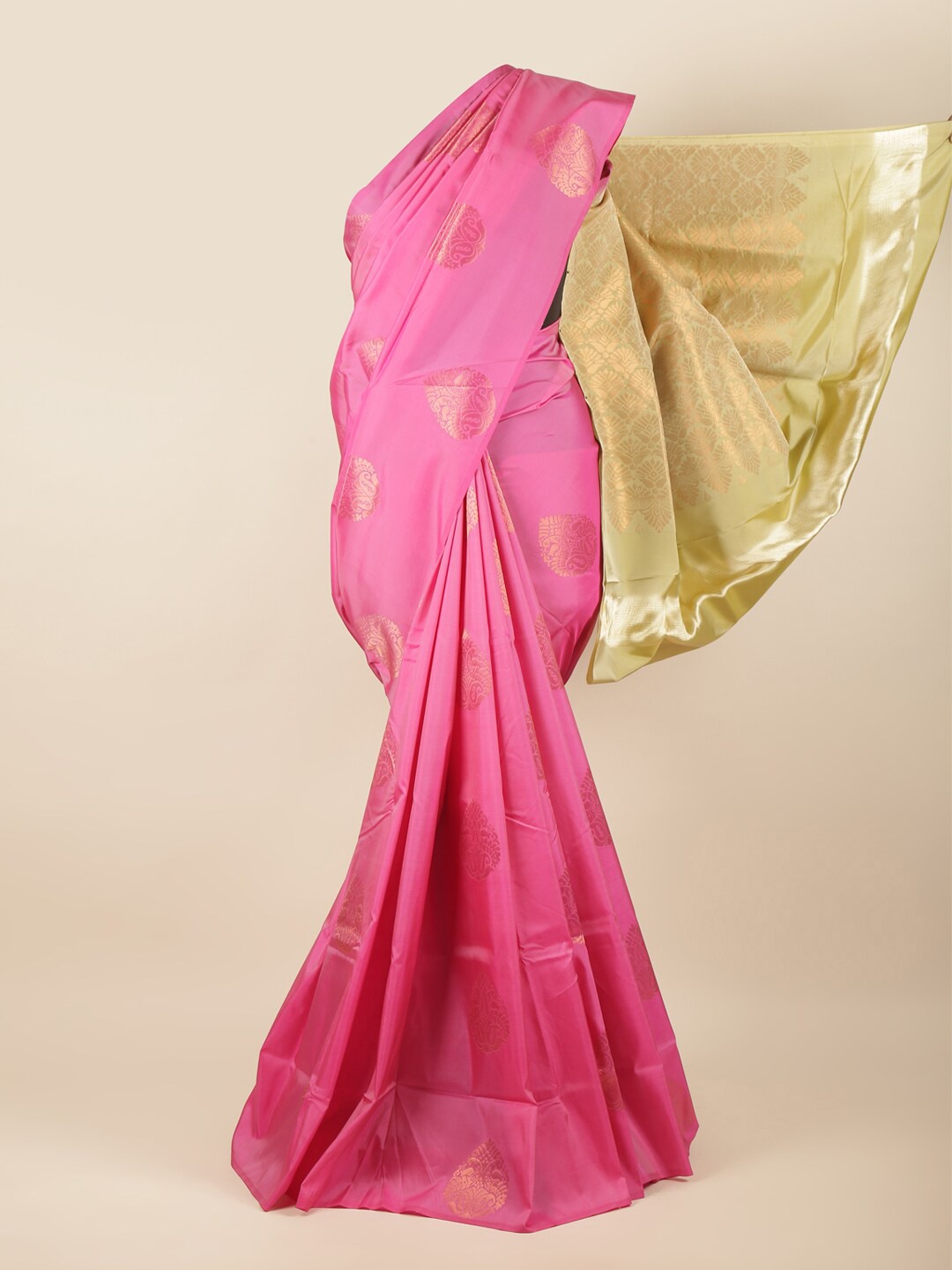 

Pothys Pink & Cream-Coloured Ethnic Motifs Art Silk Saree