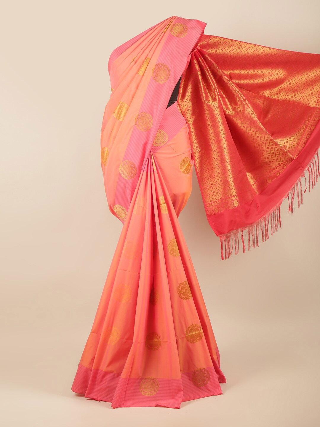 

Pothys Pink Woven Design Jute Silk Saree