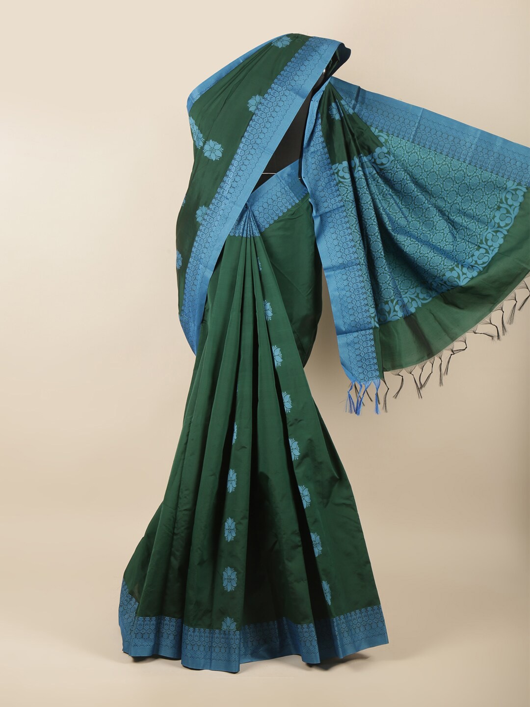 

Pothys Green & Blue Woven Design Silk Cotton Saree