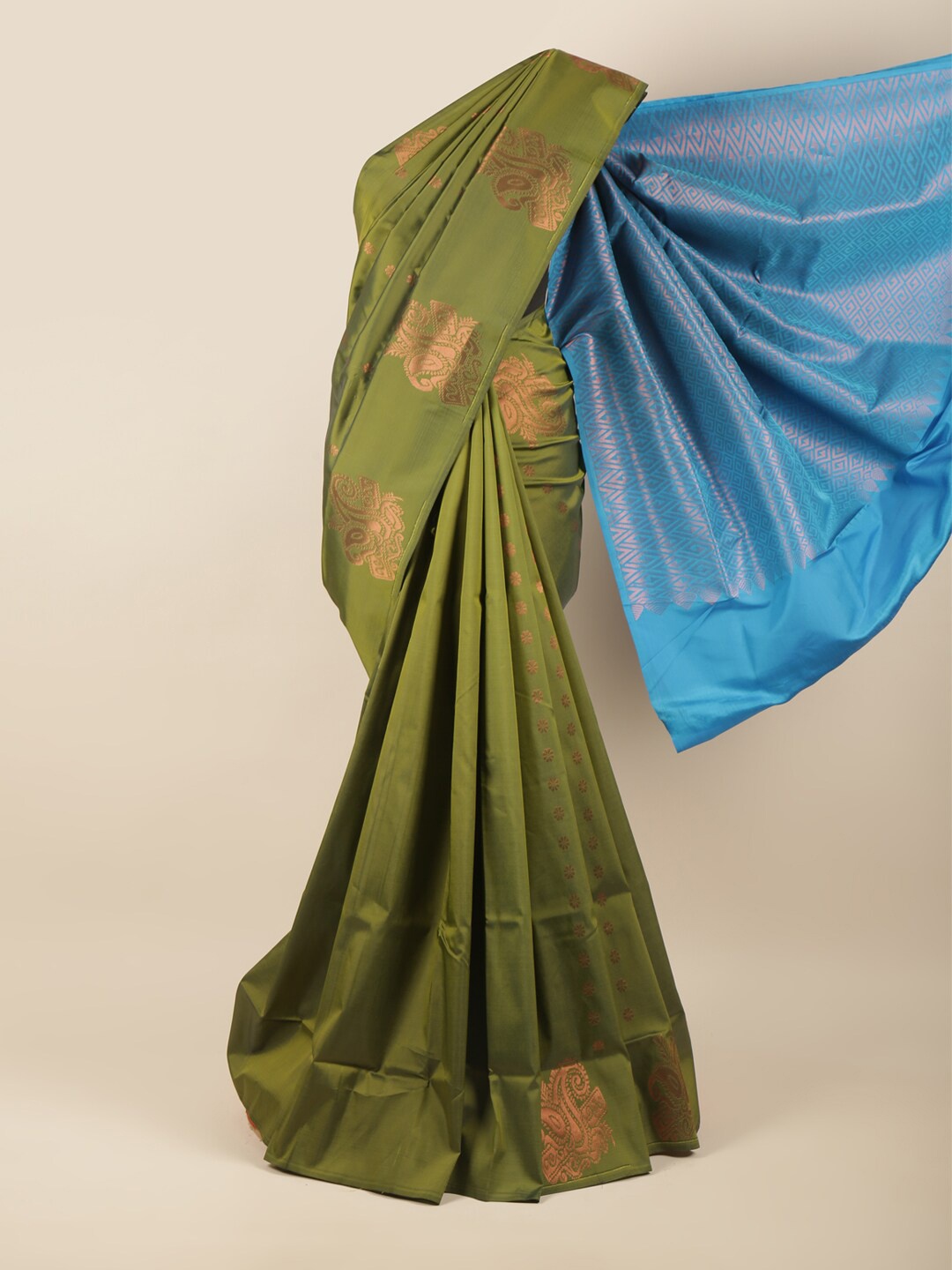 

Pothys Green & Blue Ethnic Motifs Zari Art Silk Saree