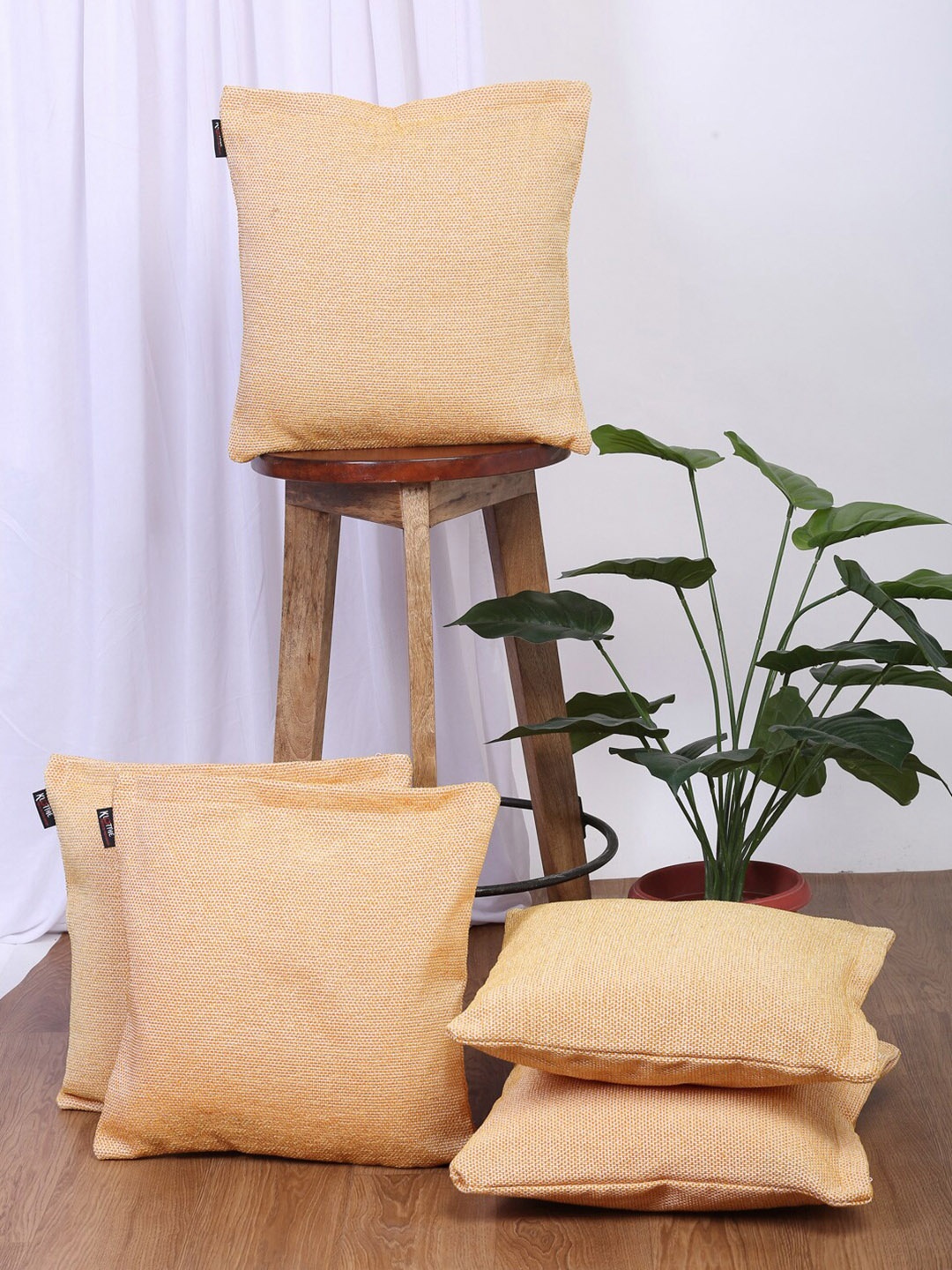 

KLOTTHE Set Of 5 Yellow Square Cushion Covers