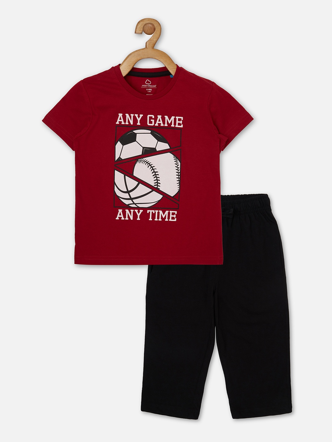

Sweet Dreams Boys Red & Black Printed Nightdress