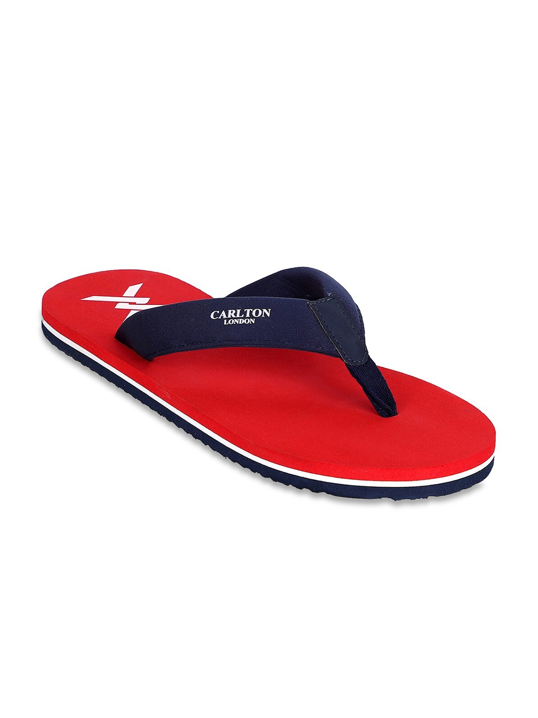 

Carlton London Men Navy Blue & Red Solid Thong Flip Flops