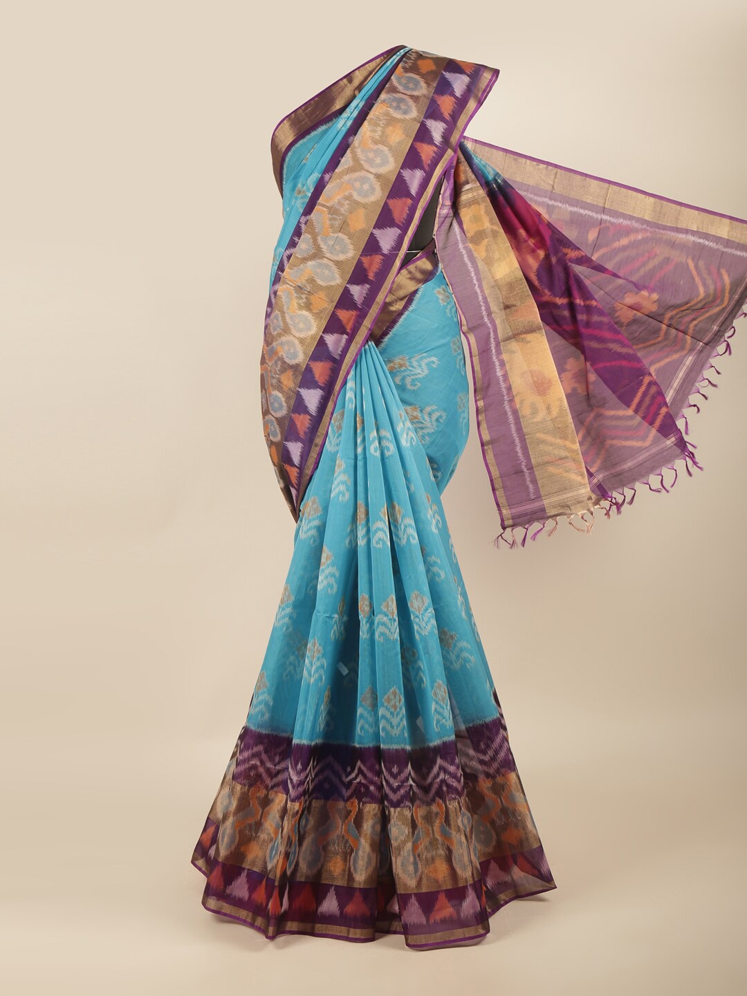 

Pothys Blue Woven Design Silk Cotton Saree