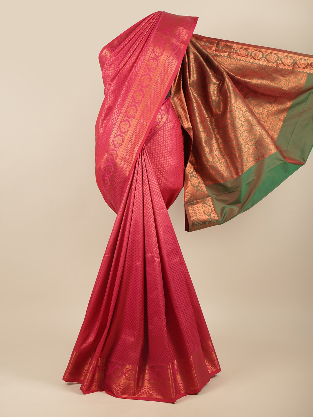 

Pothys Magenta & Green Woven Design Zari Art Silk Saree