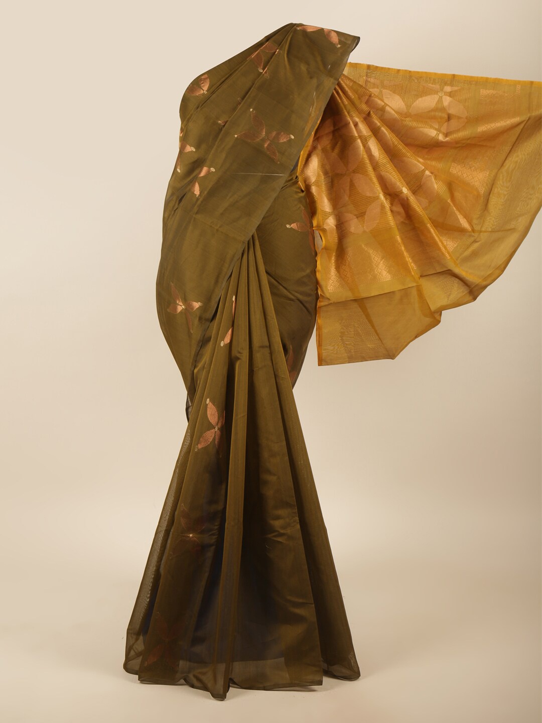 

Pothys Green & Yellow Woven Design Silk Cotton Saree