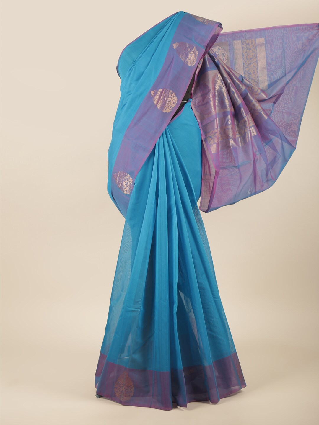

Pothys Blue & Purple Woven Design Zari Silk Cotton Saree