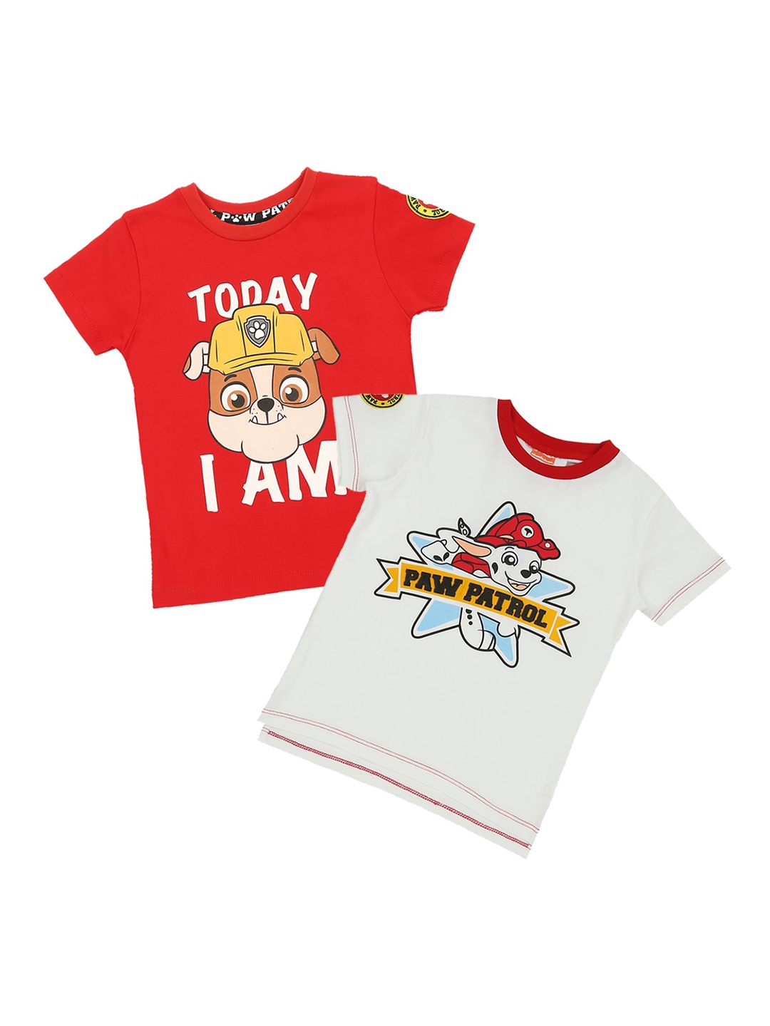 

PAW PATROL Set Of 2 Boys Red & White Printed T-shirt