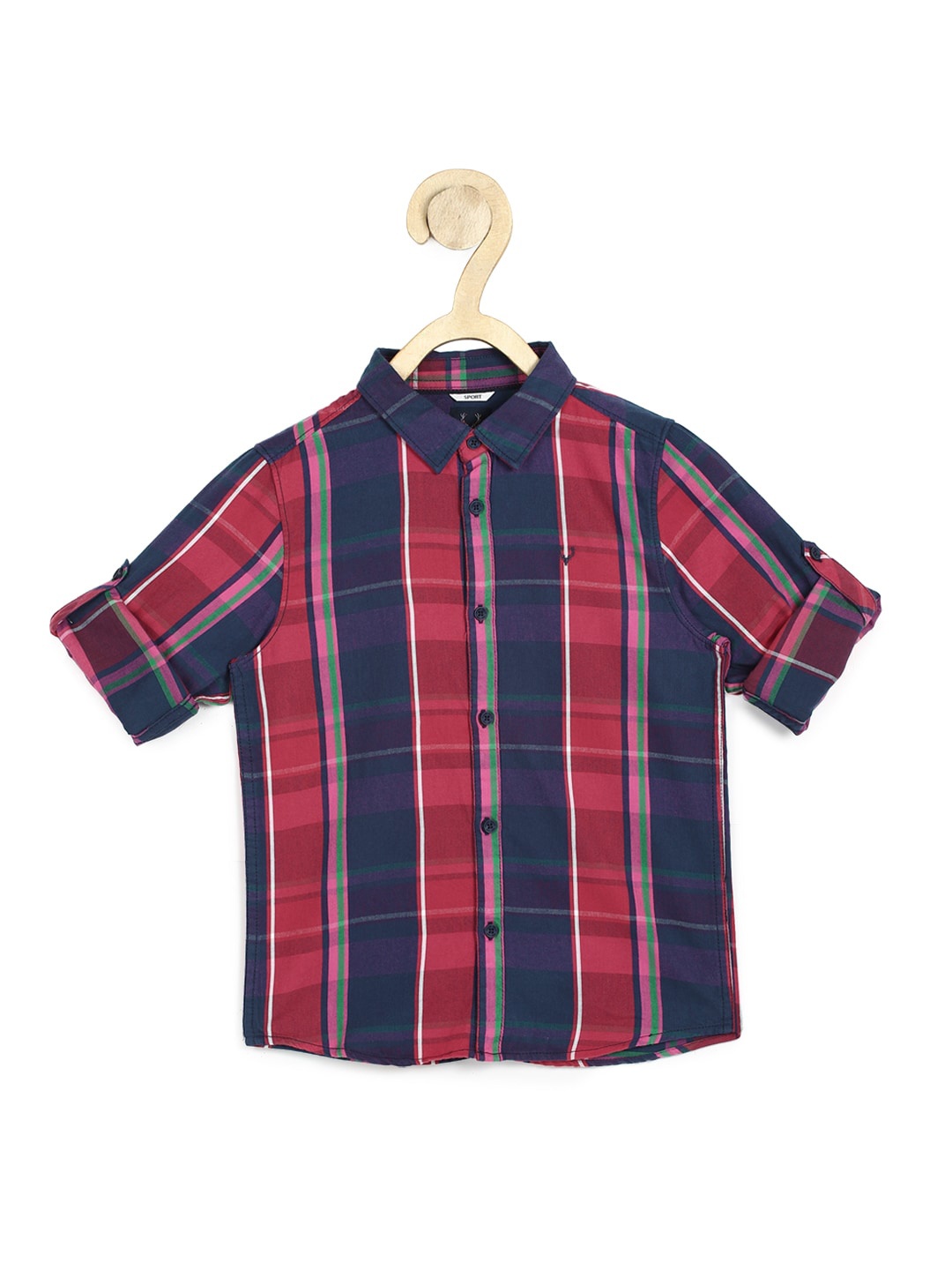 

Allen Solly Junior Boys Red & Blue Checks Slim Fit Pure Cotton Casual Shirt