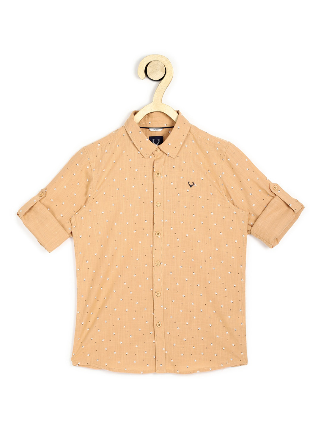 

Allen Solly Junior Boys Orange Slim Fit Printed Pure Cotton Casual Shirt