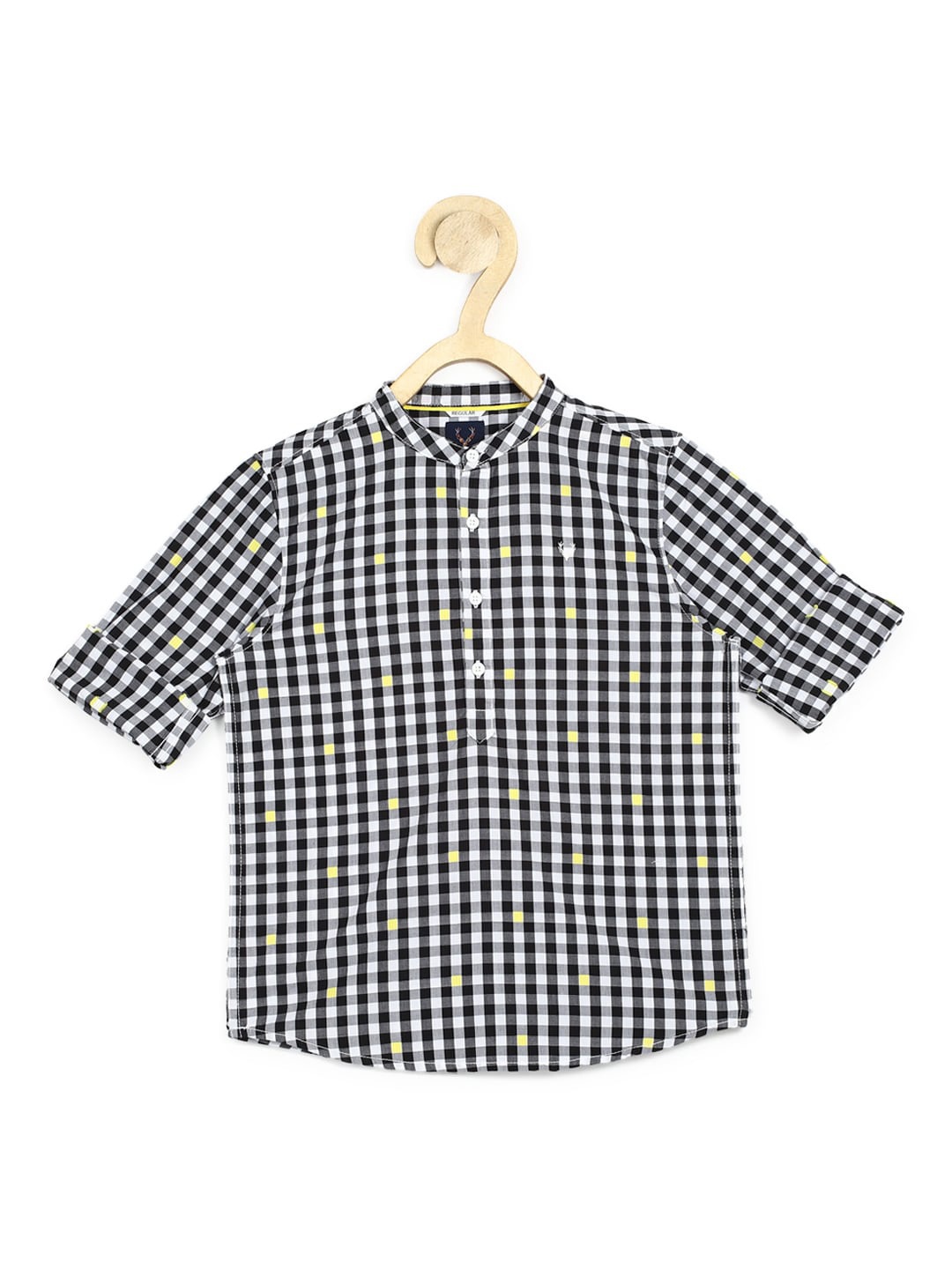 

Allen Solly Junior Boys Black Checked Pure Cotton Casual Shirt