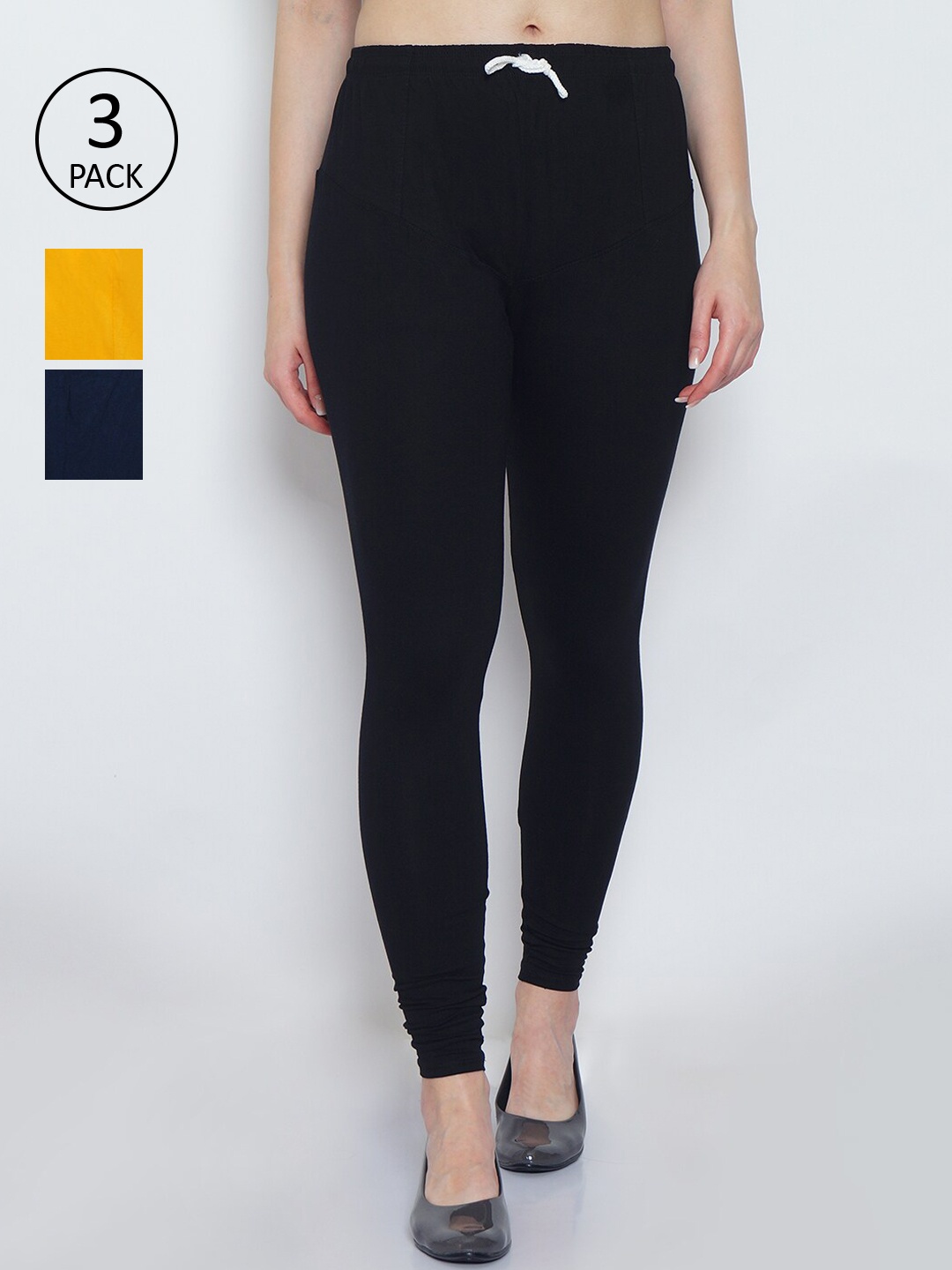 

GRACIT Women Pack Of 3 Super Comed Four Way Lycra Solid Leggings, Black