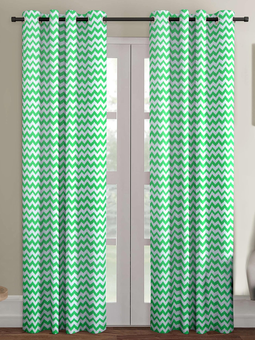 

Ispace Sea Green & White Set of 2 Geometric Door Curtain