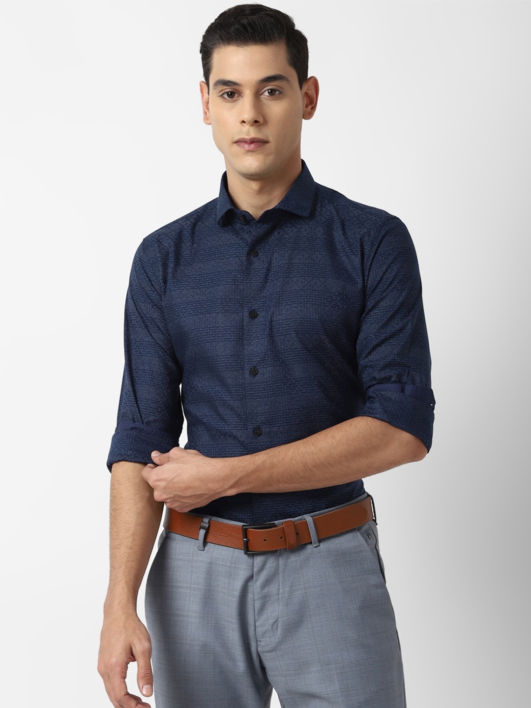 

Louis Philippe Sport Men Navy Blue Slim Fit Cotton Casual Shirt