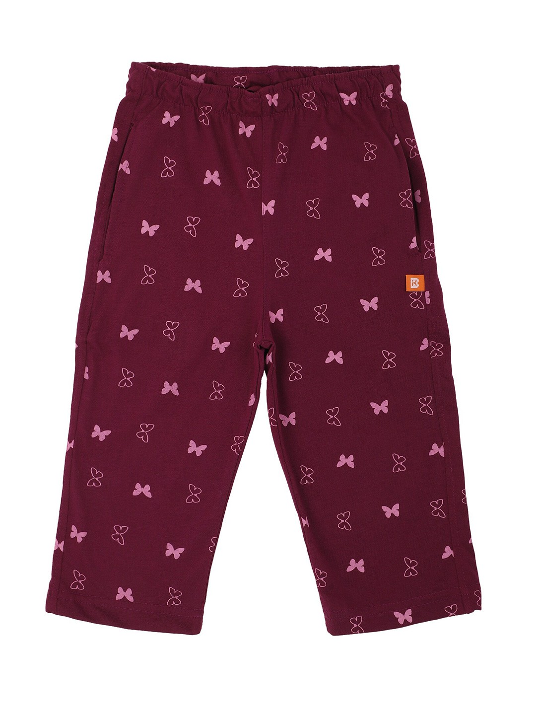 

PROTEENS Girls Maroon & Pink Printed Cotton Capris