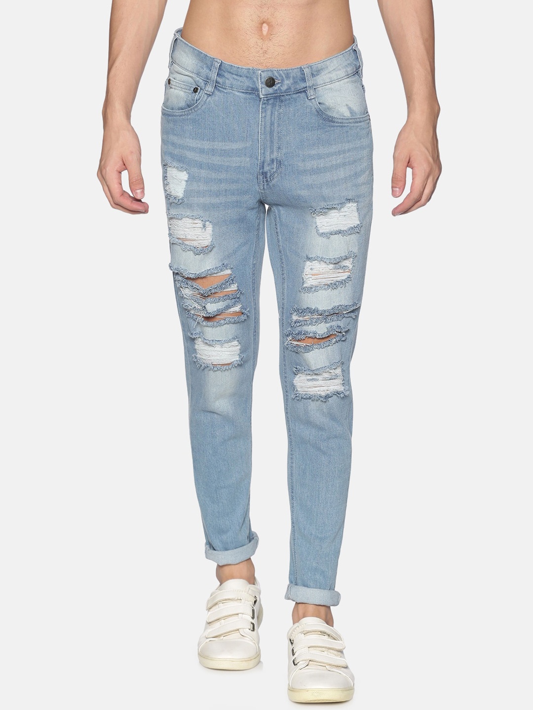 

IMPACKT Men Blue Slim Fit Highly Distressed Light Fade Stretchable Jeans