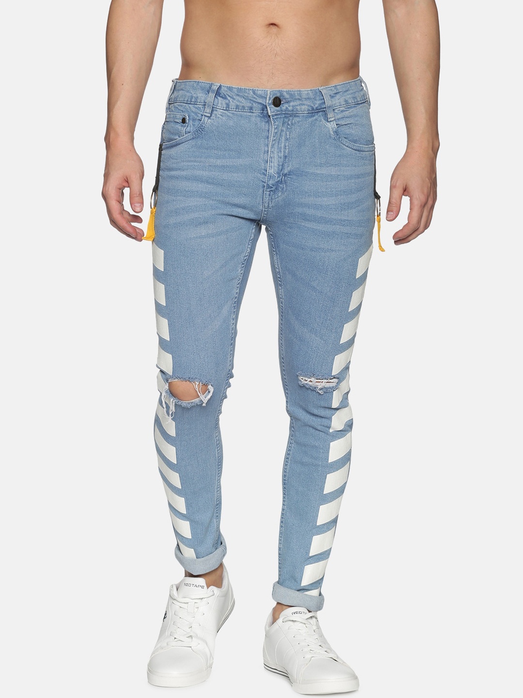 

IMPACKT Men Blue Tapered Fit Mildly Distressed Light Fade Stretchable Jeans