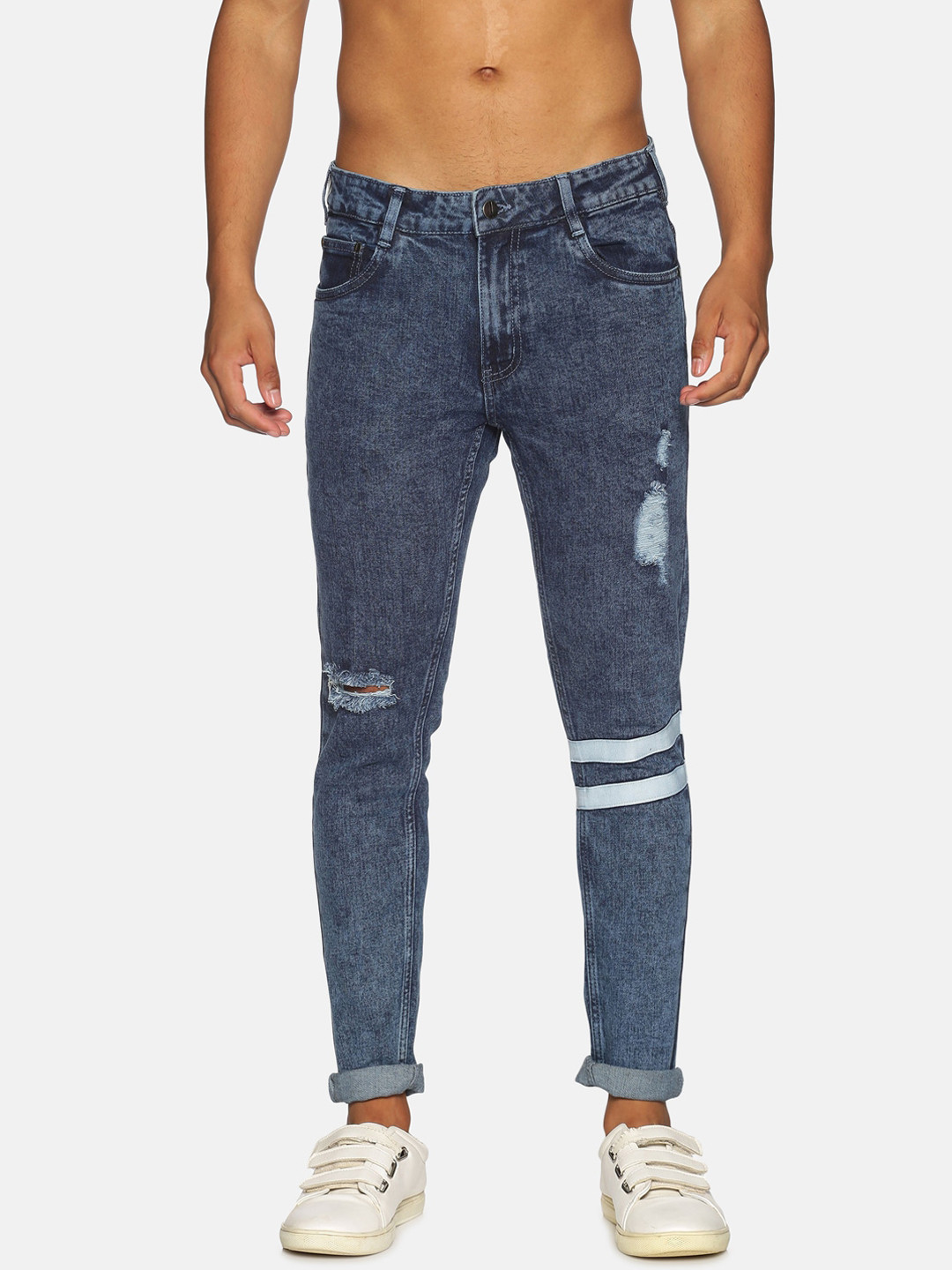 

IMPACKT Men Blue Slim Fit Mildly Distressed Light Fade Stretchable Jeans