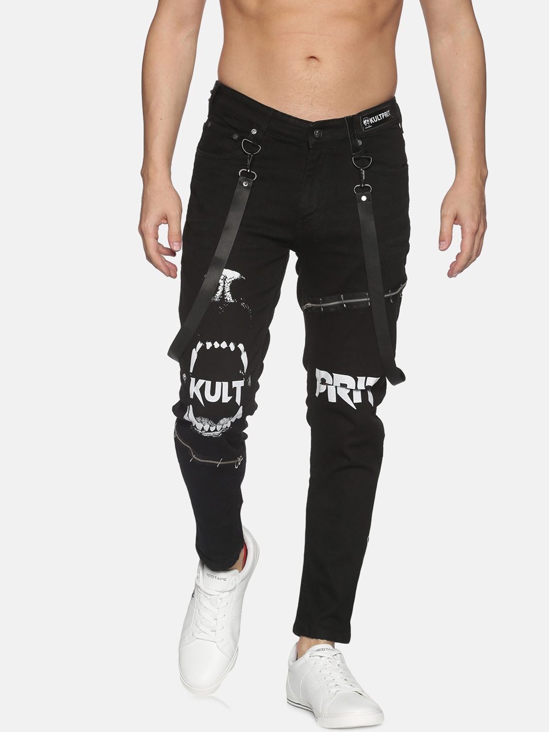 

KULTPRIT Men Black Tapered Fit Highly Distressed Stretchable Jeans