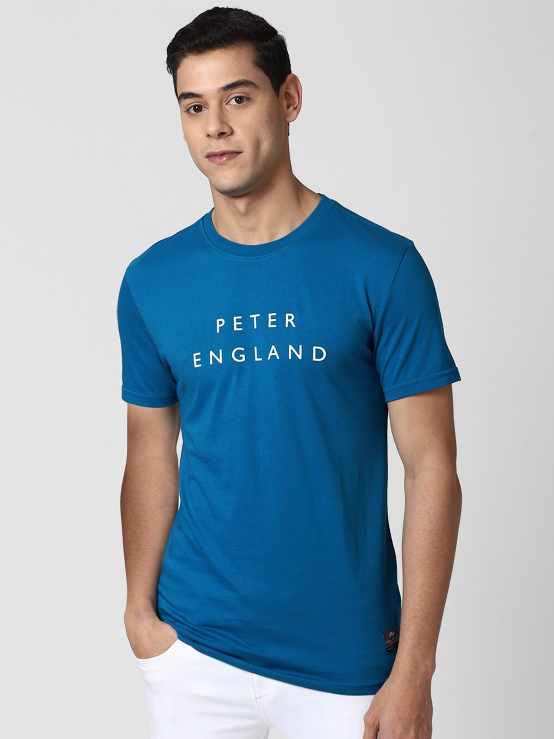 

Peter England Casuals Men Blue Typography Printed Slim Fit T-shirt