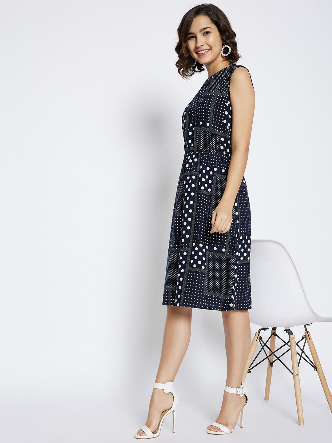 

Crimsoune Club Navy Blue A-Line Dress