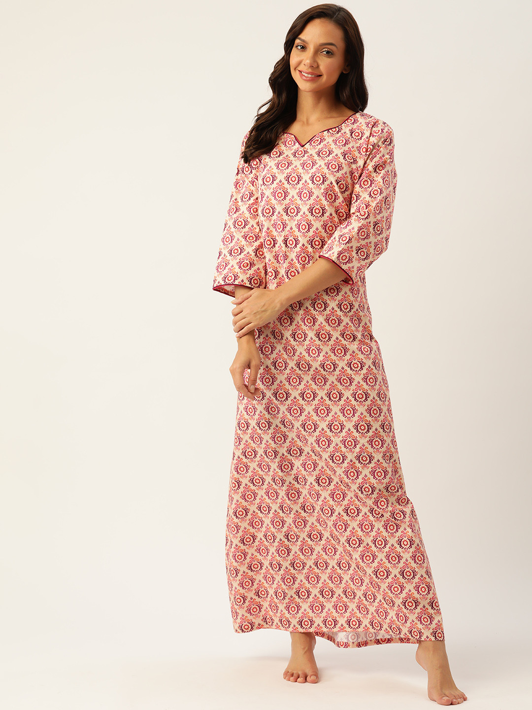 

Rapra The Label Orange Printed Cotton Maxi Nightdress