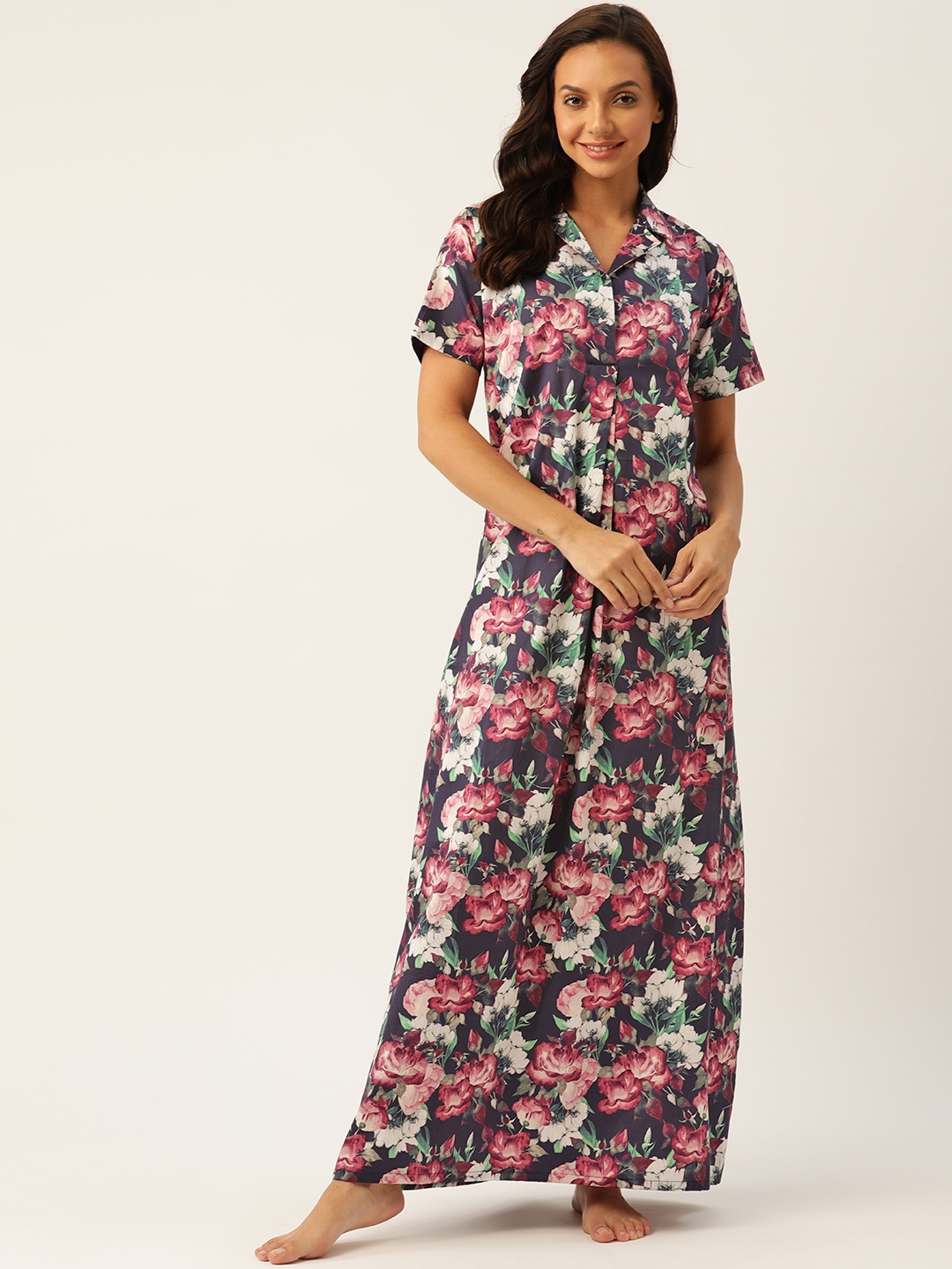 

Rapra The Label Navy Blue Printed Maxi Nightdress
