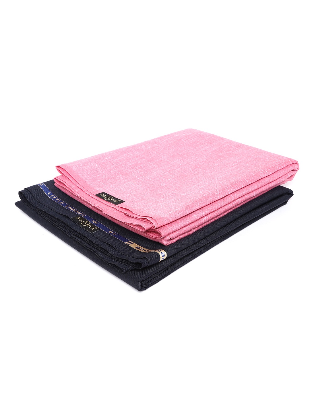 

SOJANYA Men Pink & Navy Blue Shirt & Trouser Fabric Set