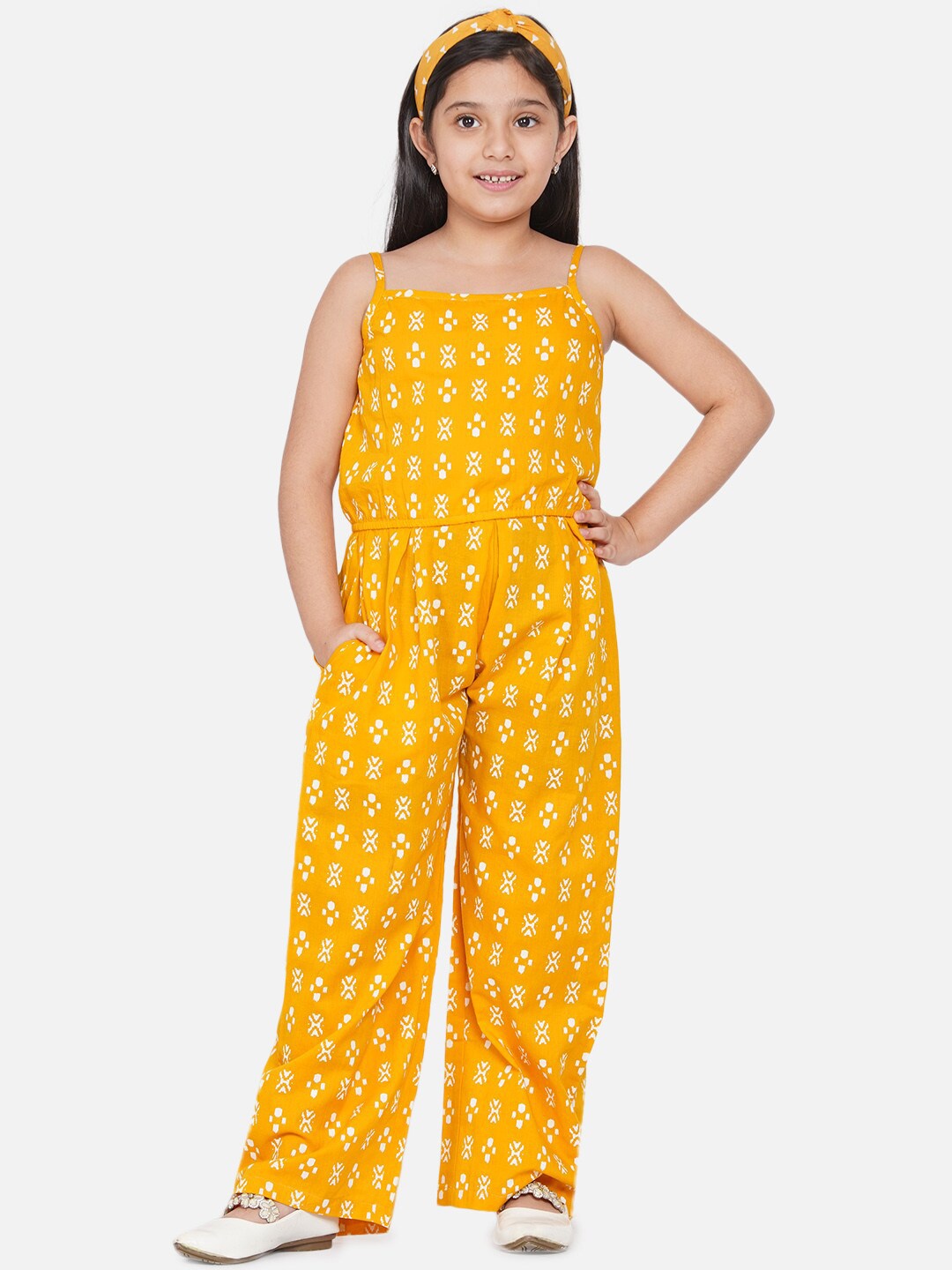 

titliyan Girls Yellow & White Printed Top with Palazzos
