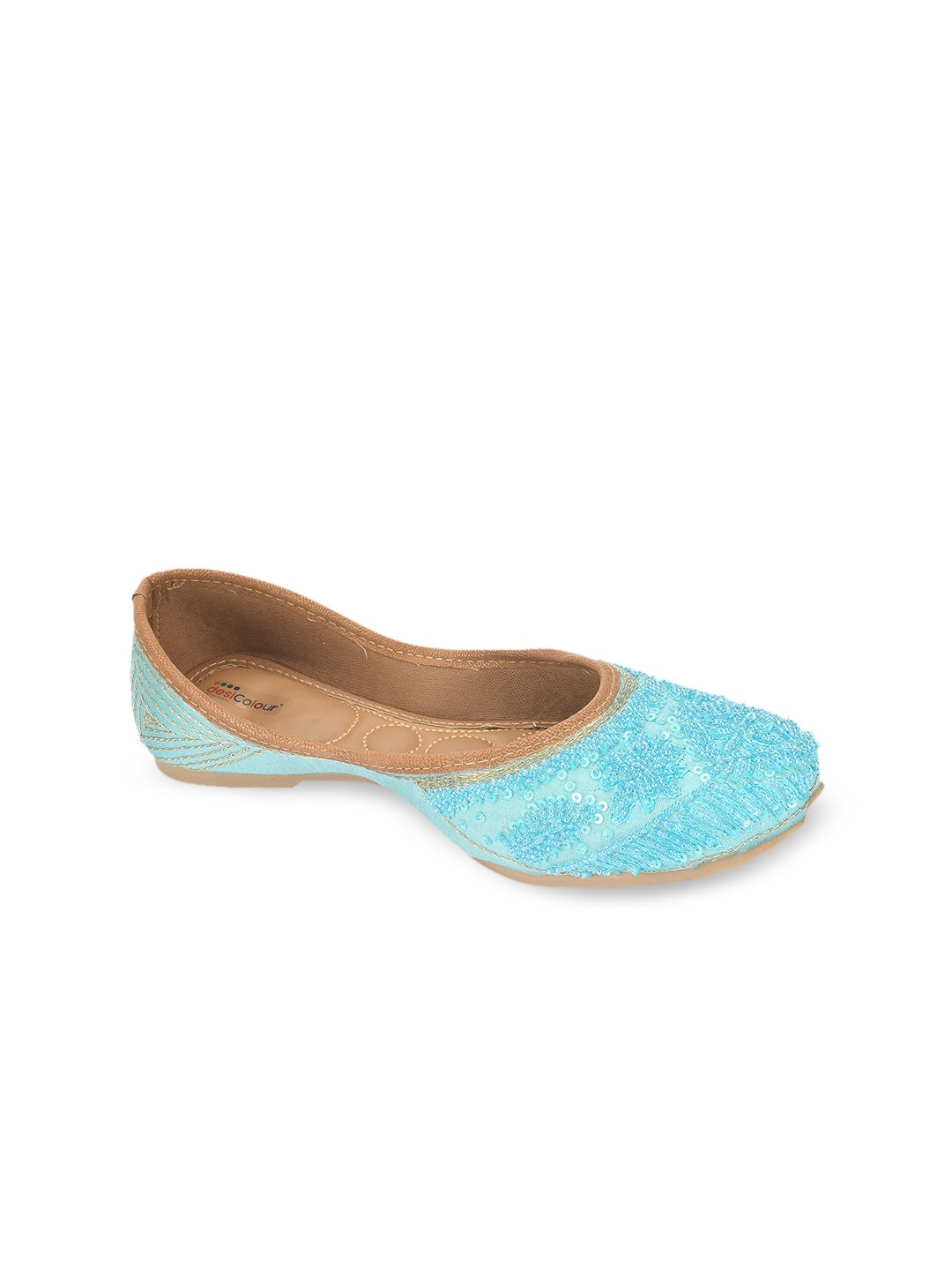 

DESI COLOUR Women Blue Embellished Ethnic Mojaris Flats