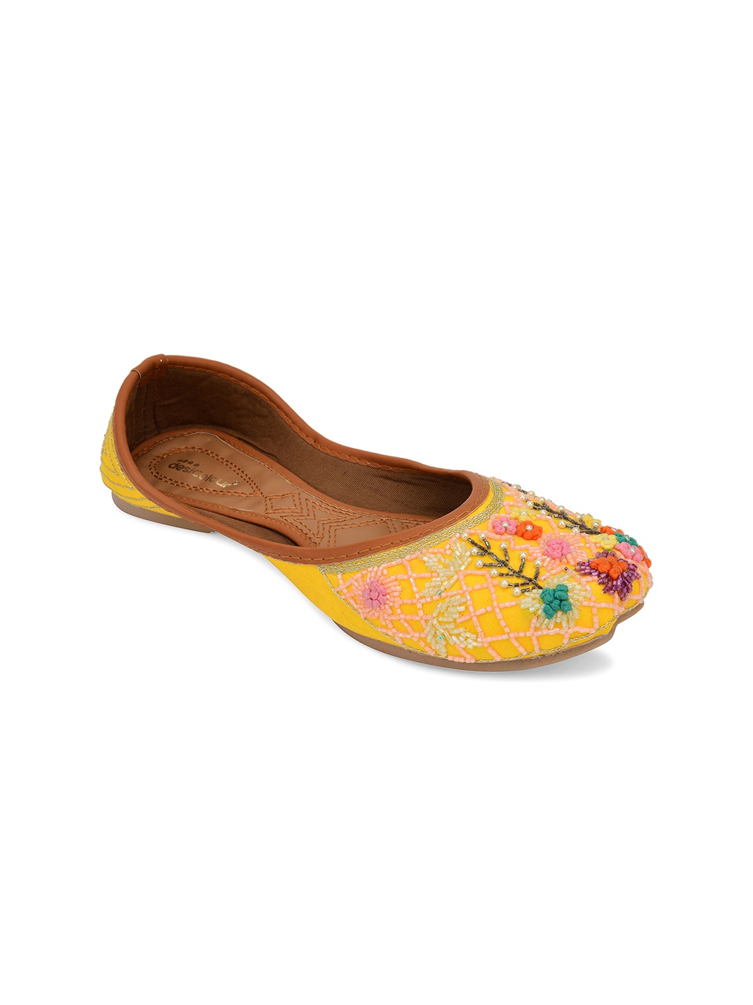 

DESI COLOUR Women Yellow Ethnic Mojaris Flats