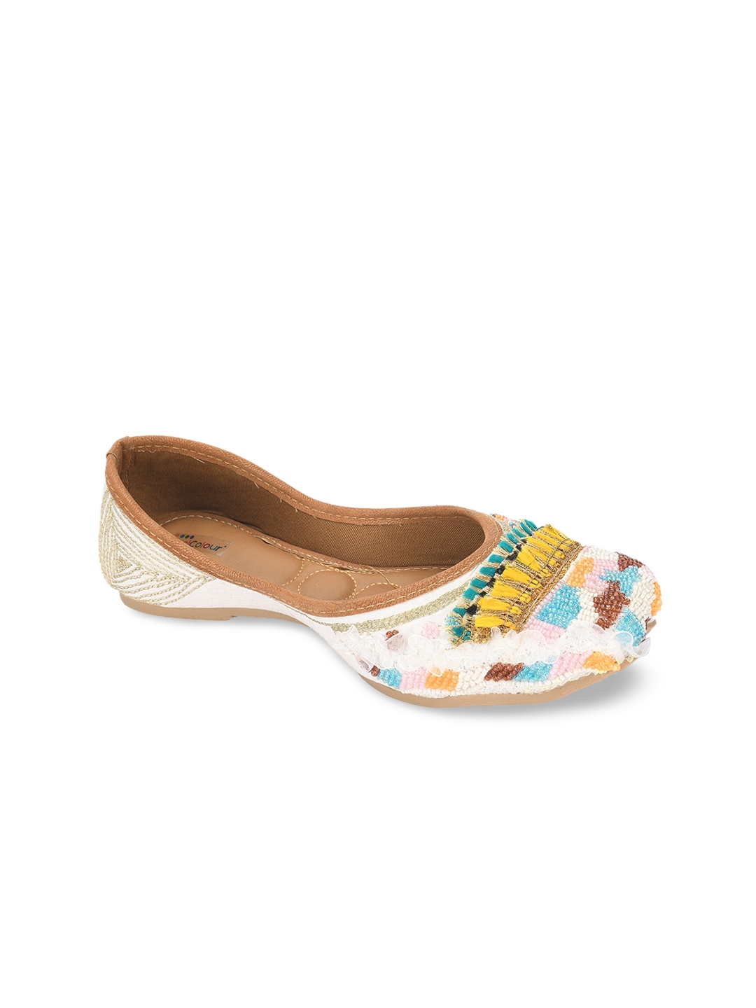 

DESI COLOUR Women Multicoloured Ethnic Mojaris Flats, Multi