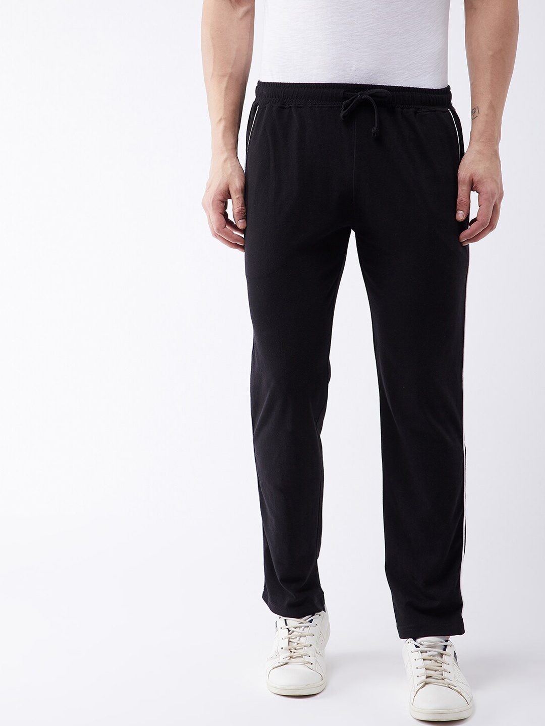 

GRITSTONES Men Black Solid Cotton Trackpants