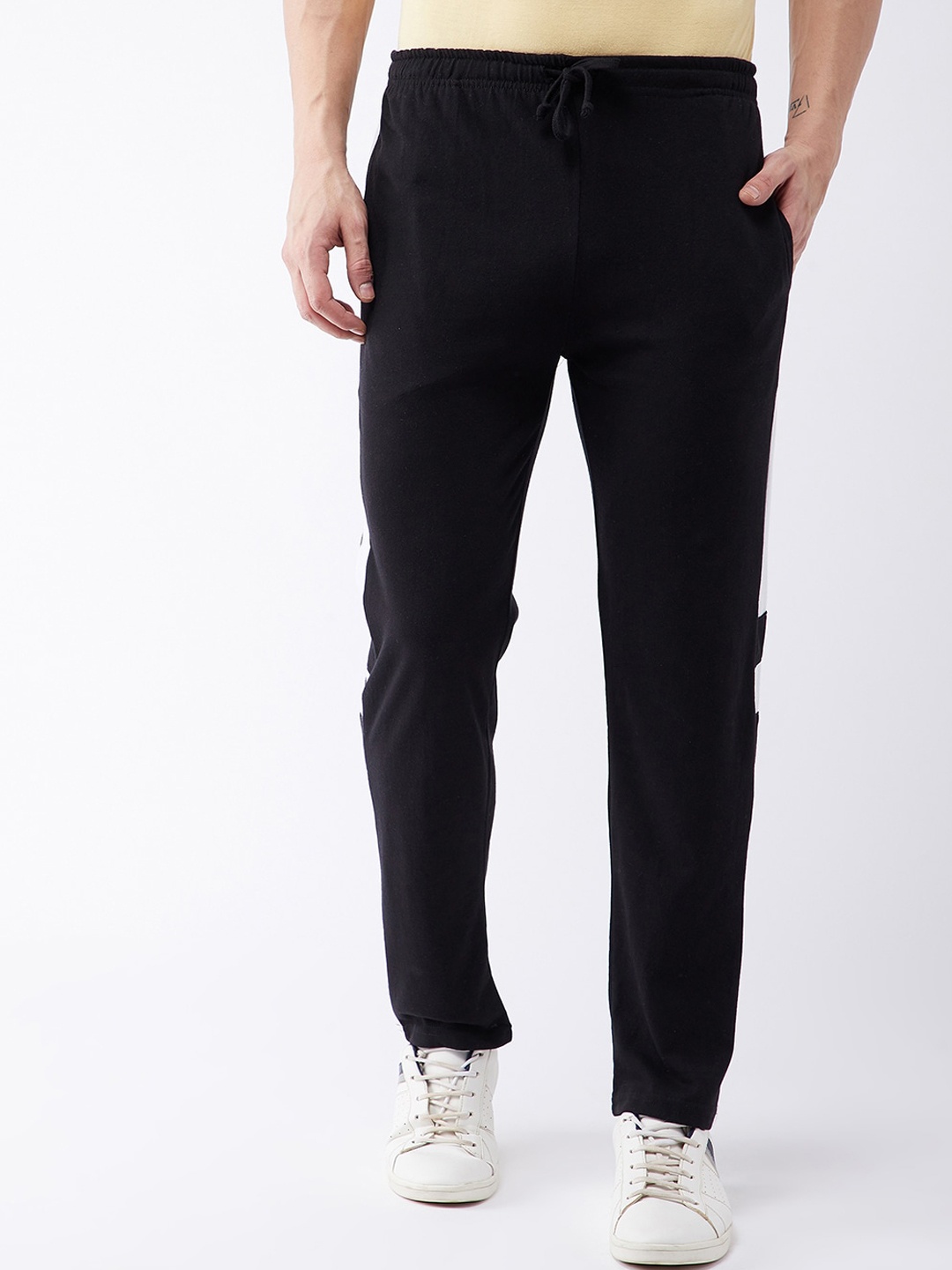 

GRITSTONES Men Black & White Comfortable Track Pants