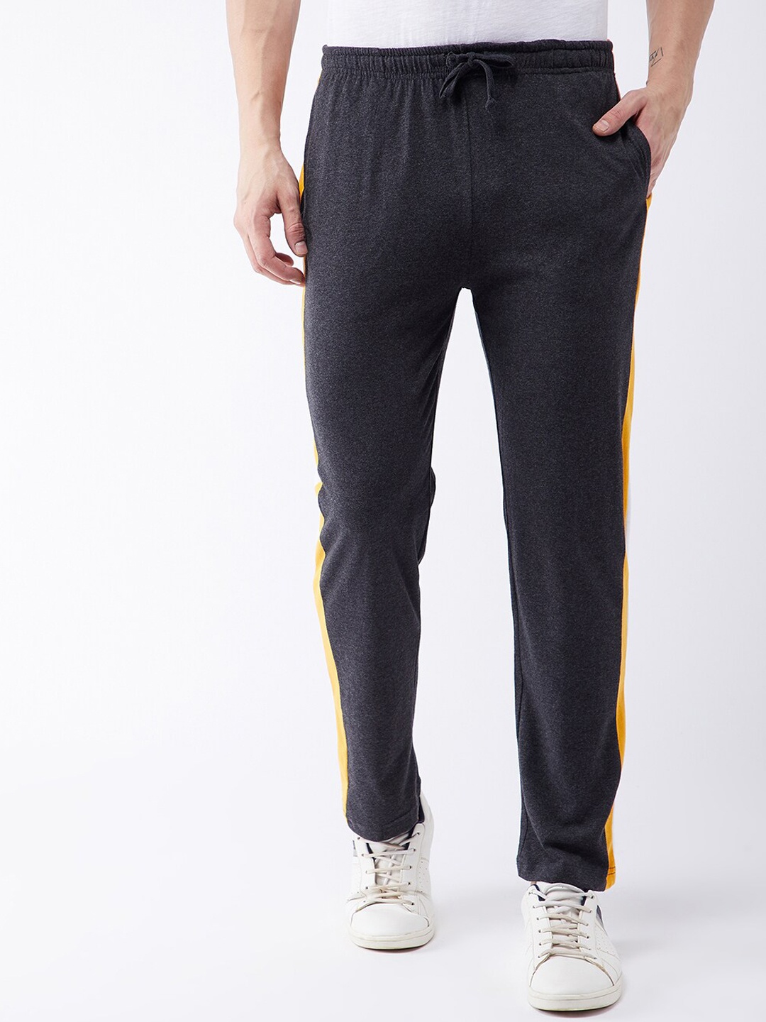 

GRITSTONES Men Grey & Yellow Track Pants