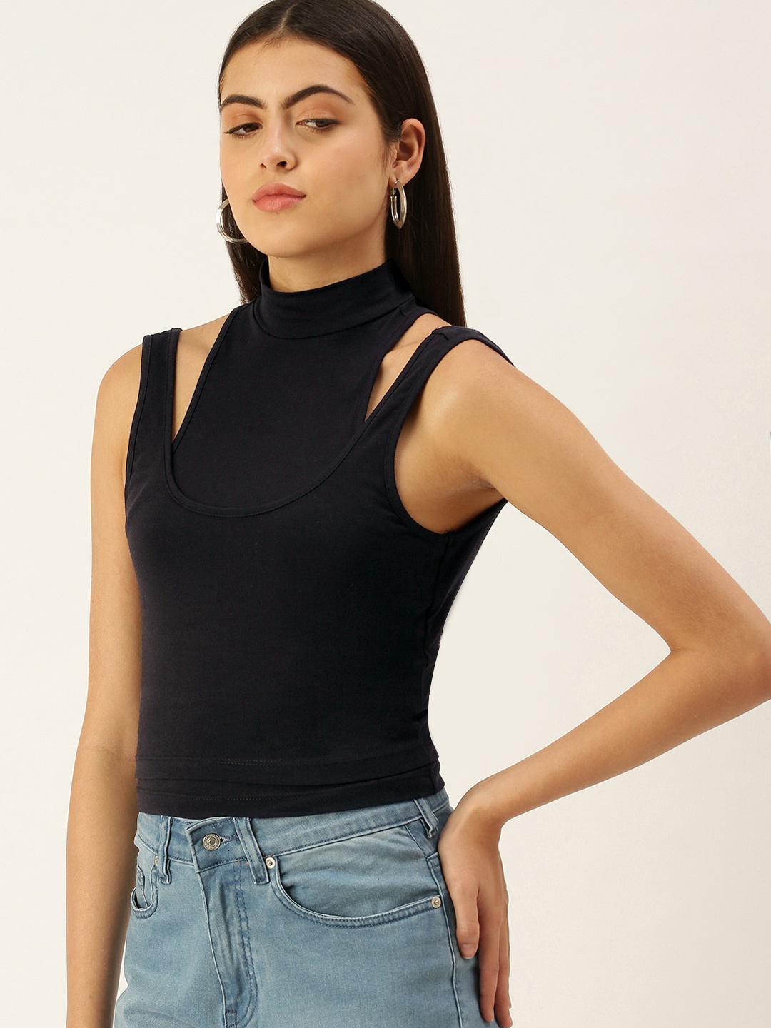 

FOREVER 21 Black Layered Top